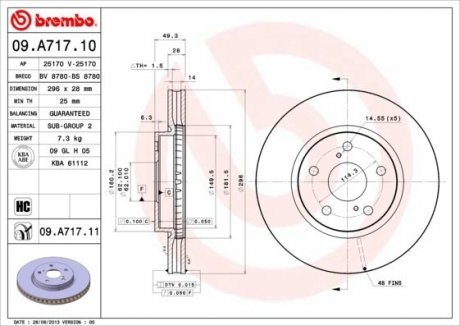 Диск тормозной BREMBO 09.A717.11 (фото 1)