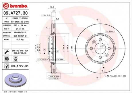 Тормозной диск BREMBO 09.A727.31