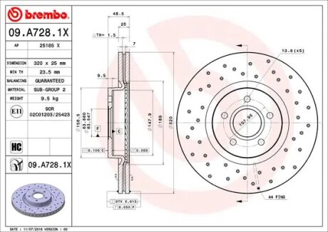 Гальмівний диск BREMBO 09A7281X