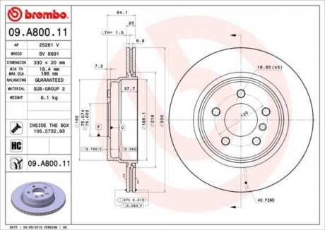 Тормозной диск BREMBO 09.A800.11