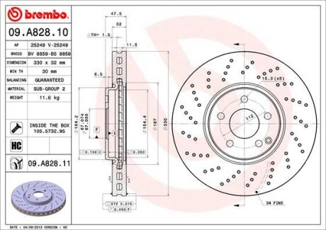 Диск тормозной BREMBO 09.A828.11 (фото 1)