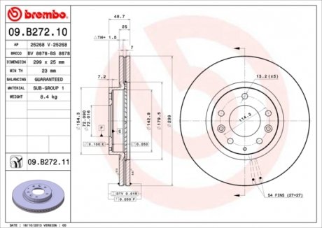 Диск гальмівний MAZDA 6 передн. (вир-во) BREMBO 09.B272.10