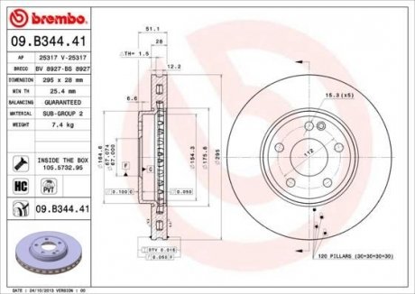 Диск тормозной BREMBO 09.B344.41