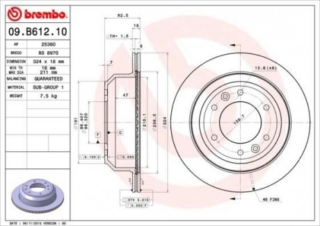 Диск тормозной BREMBO 09.B612.10