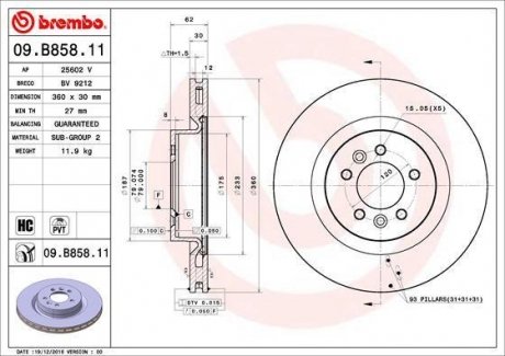 Тормозной диск BREMBO 09.B858.11