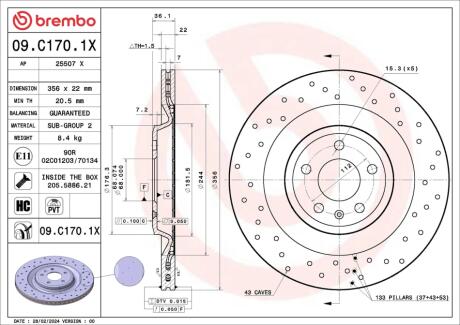 ГАЛЬМІВНИЙ ДИСК BREMBO 09.C170.1X (фото 1)
