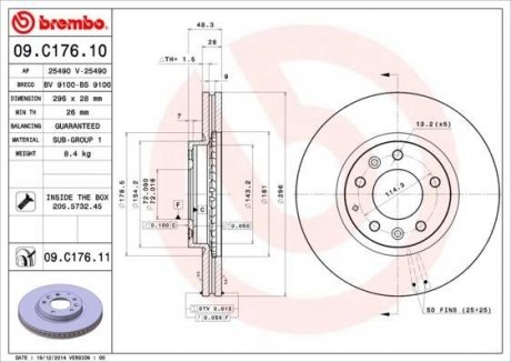 Диск тормозной BREMBO 09.C176.11