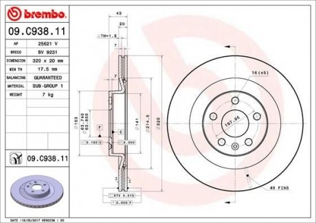 Гальмівний диск BREMBO 09.C938.11