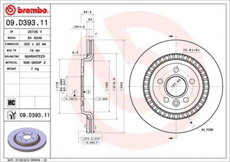 Гальмівний диск BREMBO 09.D393.11