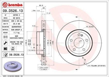 Тормозной диск BREMBO 09.D526.13