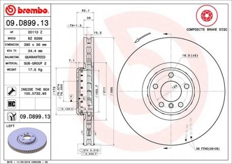 Диск тормозной BREMBO 09.D899.13