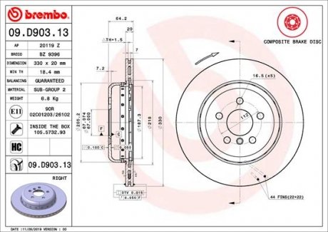 Диск тормозной BREMBO 09.D903.13