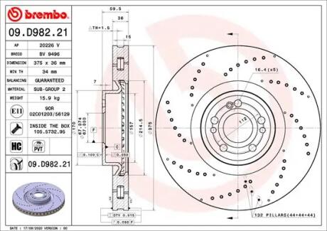 Диск тормозной BREMBO 09.D982.21