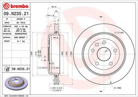 Гальмівний диск BREMBO 09.N235.21