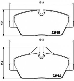 Колодка тормозов. диск. MINI COOPER 06-,ONE 09-,CLUBMAN 2010-передн. (выр-во) BREMBO P 06 034