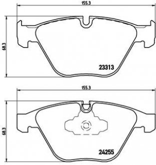 Колодка тормозов. диск. BMW 5(F10) 523I,528I,520D,525D,530D 2010 - передн. (выр-во) BREMBO P 06 055 (фото 1)