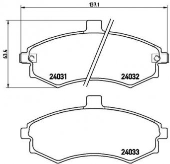 Комплект тормозных колодок из 4 шт. дисков BREMBO P30020