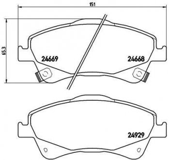 Колодка тормозов. диск. TOYOTA AURIS, AVENSIS передн. (выр-во) BREMBO P 83 109 (фото 1)