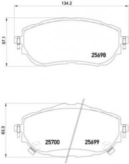 Колодка гальм. диск. TOYOTA AURIS 1.3-2.0 2012-, COROLLA 1.33-1.8 2013 - передн. BREMBO P 83 150