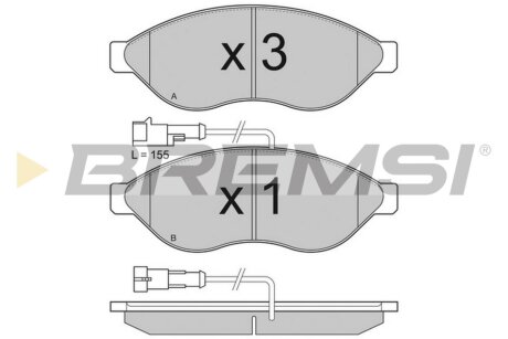 Тормозные колодки перед. Jumper/Ducato/Boxer 06- (1.1-1.5t) Bremsi BP3285