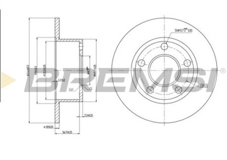 Гальмівний диск зад. Passat B5/Audi 100/A6 -05 (245x10) Bremsi CD6321S