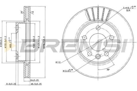 Гальмівний диск перед. T4 2.5TDI 96-03 (R15) Bremsi CD7010V