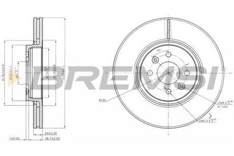 Гальмівний диск перед. Renault Scenic 03- (вент.) (300x24) Bremsi CD7513V (фото 1)