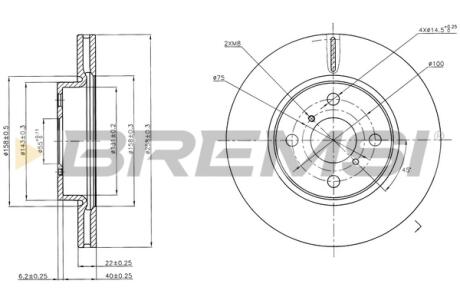 Гальмівний диск перед. Toyota Yaris 05-20 Bremsi CD7587V
