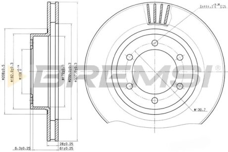 Гальмівний диск перед. Land Cruiser Prado/Lexus GX 01-09 (338x28) Bremsi CD7594V