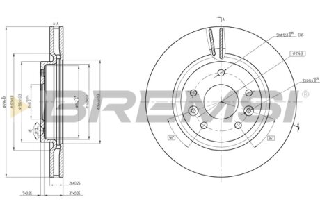 Гальмівний диск пер. Nissan Leaf 10-,Qashqai 13-,X-Trail 14-/Renault Kadjar 15-,Koleos 16- (296*26) Bremsi CD8466V