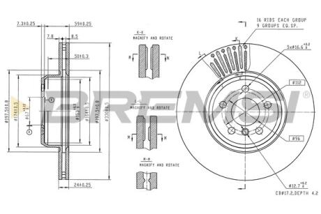 Гальмівний диск перед. BMW 5 (G30/F90) 2.0 D 16-23 (16x23mm) Bremsi CD9049V