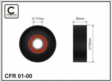 70X17X26 Ролик паска приводного Audi/VW 1.0/1.4/1.6 91- CAFFARO 01-00 (фото 1)