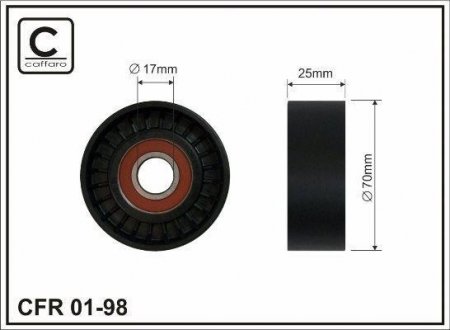 70x17x25 Ролик паска приводного Opel Astra, Vectra 1,4-1,6 16V 94- CAFFARO 01-98