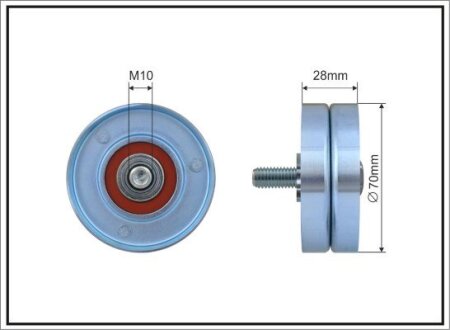 70x10x28 Ролик паска приводного Peugeot/Citroen 1.1/1.4/1.6 16V 97- CAFFARO 11-60