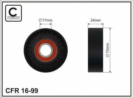 Ролик 70X24X17 паска A3 1.9TDI 00 CAFFARO 16-99