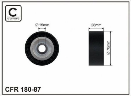 70X15X28 plastic Ролик паска приводного Skoda/VW/Audi 1.2 TDi, 1.4TDi CAFFARO 180-87