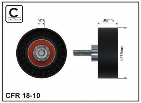 76x10x30 plastic Ролик паска приводного Ford Fiesta 00-, Focus II 1.8 DI/TDCi/TDDi 05- CAFFARO 18-10