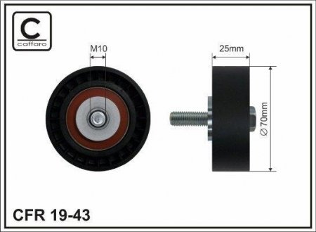 70x10x25 Ролик паска приводного PSA 2.0HDI/2.2HDI CAFFARO 19-43