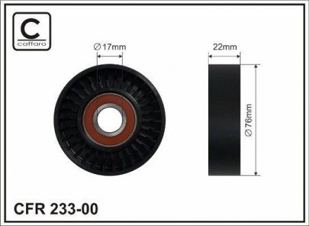 76x17x22 Ролик паска приводного Kia Carnival 2.9TD 99-01 CAFFARO 233-00