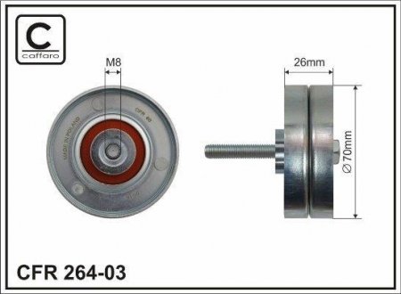 70x8x26 metal Ролик паска приводного Mazda 3, 6, MPV/MX5, CX-7 1.8/2.0/2.3/2.5 02- CAFFARO 264-03