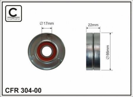 65,5x17x21,5 Ролик паска приводного Chevrolet Cruze// Opel Astra H, J, Corsa D, Vectra C, Zafira B, C 1.6/1.8 03.00- CAFFARO 304-00 (фото 1)