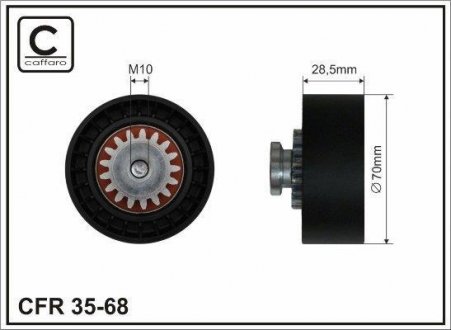 70x10x28 Ролик паска приводного Renault 19/Clio/Laguna/Megan 91- CAFFARO 35-68