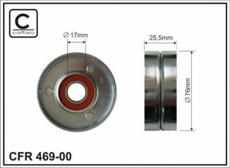 76X17X26 metal Ролик паска приводного -АС VW Golf V, Jetta III, Tiguan 1.4TSI 11.05- CAFFARO 469-00