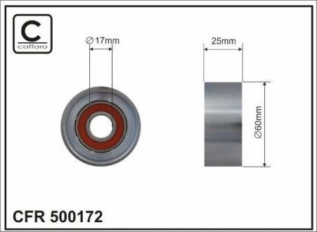 60x17x25 Ролик паска приводного Renault Duster, Dacia Logan 1.4/1.6 09- CAFFARO 500172 (фото 1)