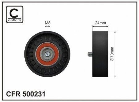 70x8x24 Ролик паска приводного Mitsubishi Lancer/Outlander 2.0D-DI 07- CAFFARO 500231