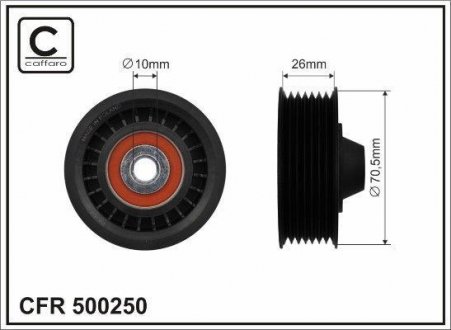 70x10x26 Ролик паска приводного Renault Captur/Clio/Megane 0,9-1,4 09- CAFFARO 500250