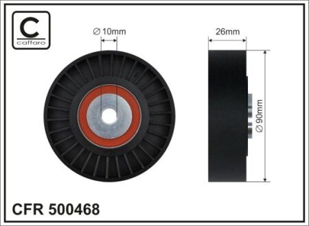 90x10x26 Ролик паска приводного VW Crafter 30-35, 30-50 2.5TDI 04.06- CAFFARO 500468