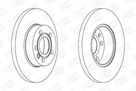 Диск тормозной передний (кратно 2шт.) VW Caravelle, Multivan, Transporter, LT 28-46 II (96-06) CHAMPION 562079CH