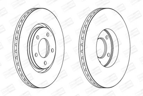 Тормозной диск передний CHRYSLER GRAND VOYAGER, VOYAGER/ DODGE CARAVAN/ FIAT FREEMONT CHAMPION 562292CH