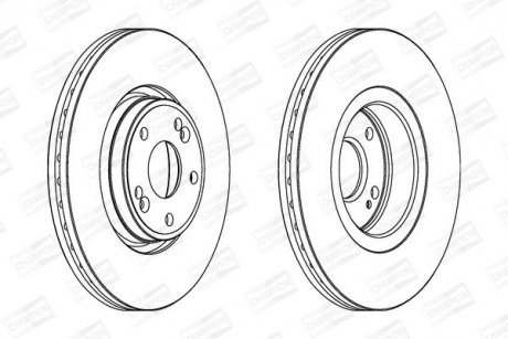 Диск тормозной передний (кратно 2) Renault Laguna II (Bg0/1_) (01-07, Laguna II Grandtour (Kg0/1_) (01-07) CHAMPION 562381CH